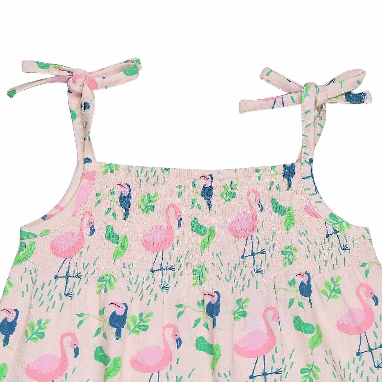 Smocked Jumpsuit - Flamingo Forest