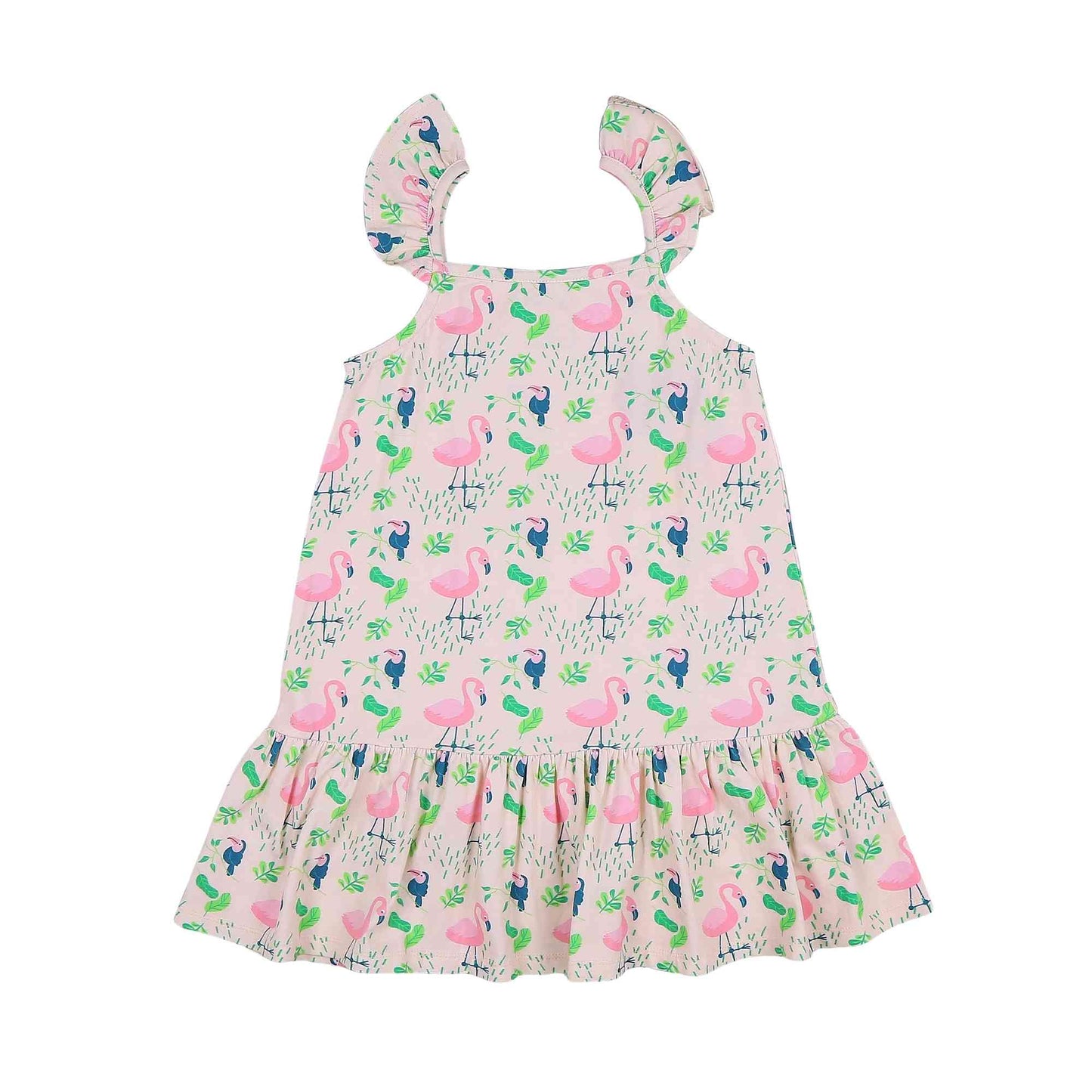 Strap Dress - Flamingo Forest