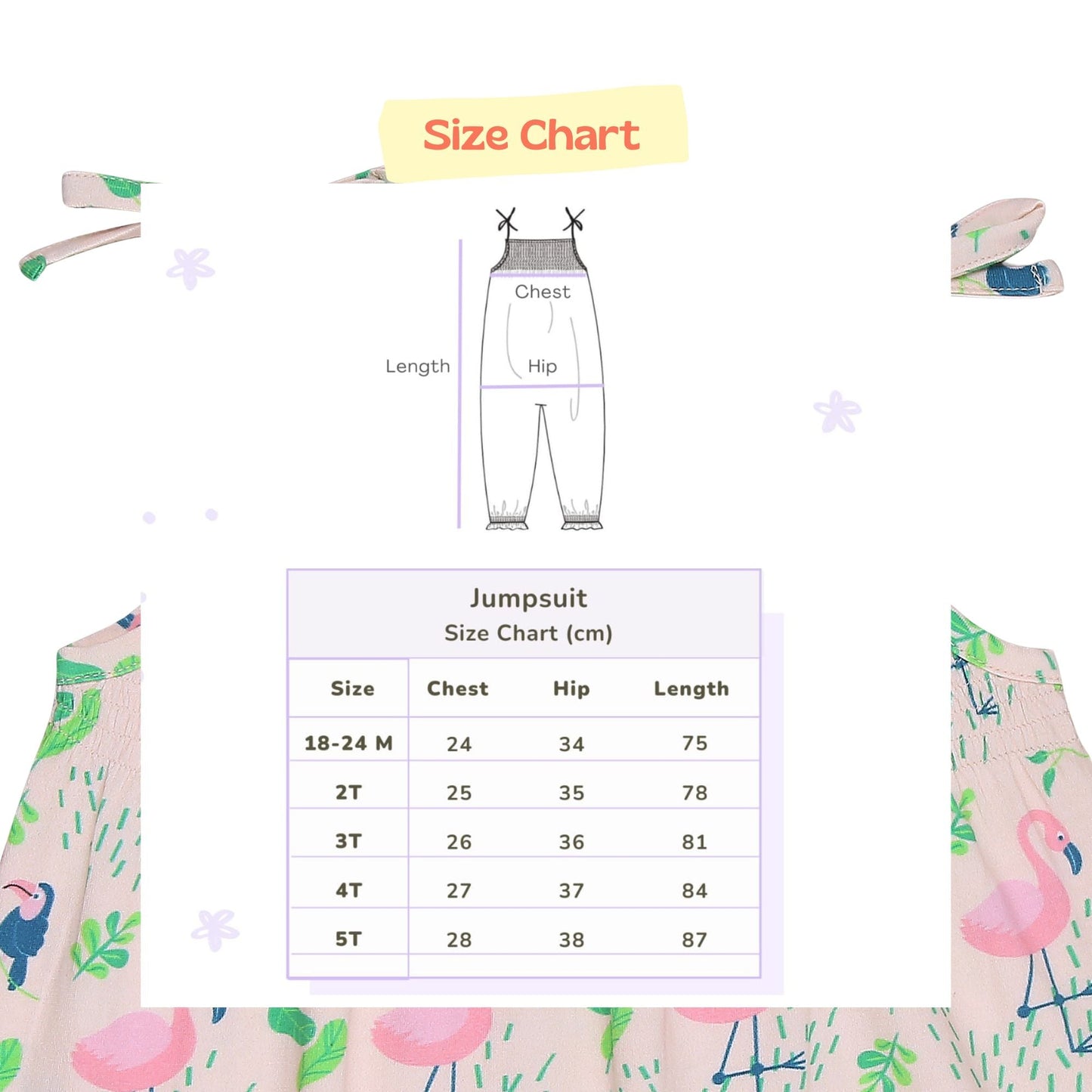 Smocked Jumpsuit - Flamingo Forest